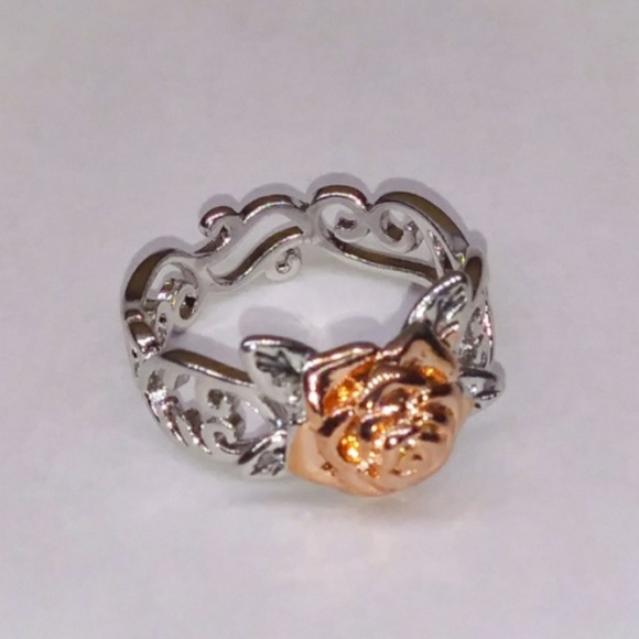 🎀 925- 14k Rose Gold Rose Ring - Picture 3 of 8